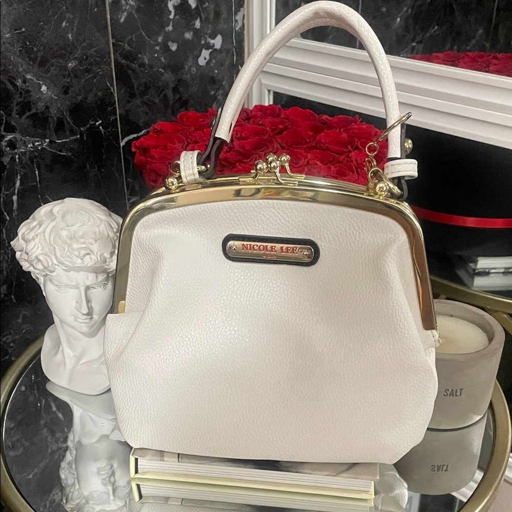Nicole Lee Ivory Satchel with Gold Accents